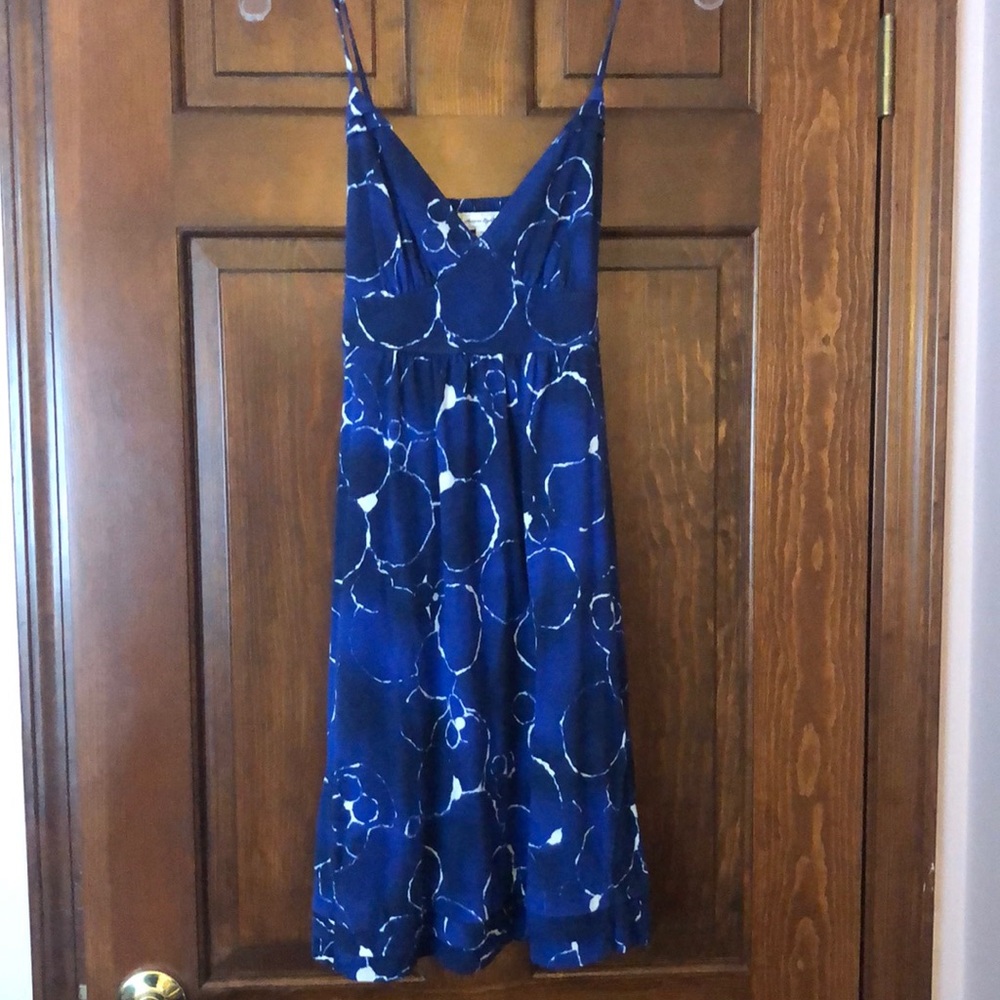 Blue and white patterned sun dress